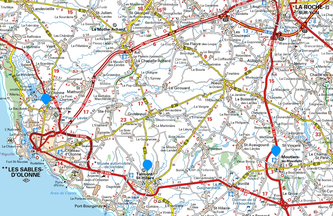 carte des Sables à Moutiers